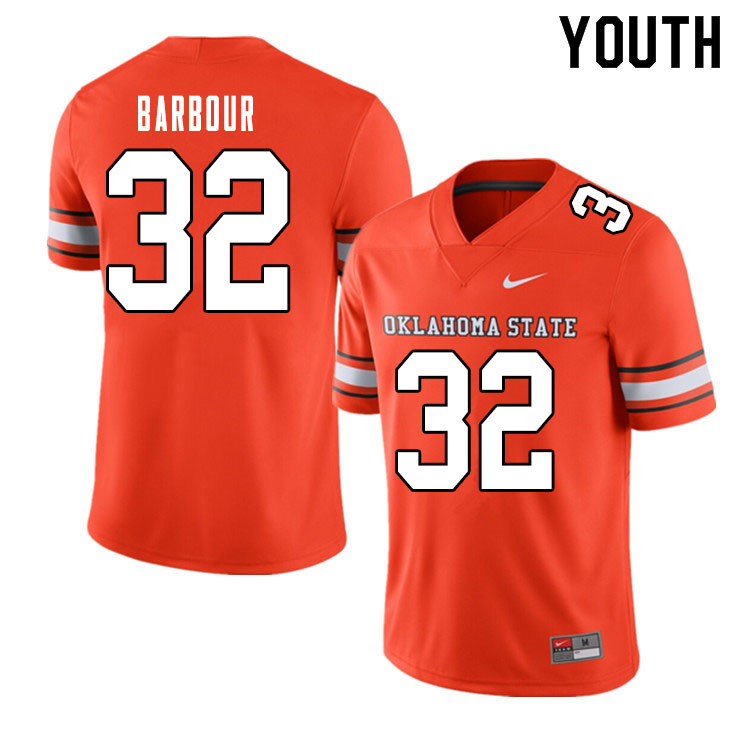 Youth #32 Clayton Barbour Oklahoma State Cowboys College Football Jerseys Sale-Alternate Orange